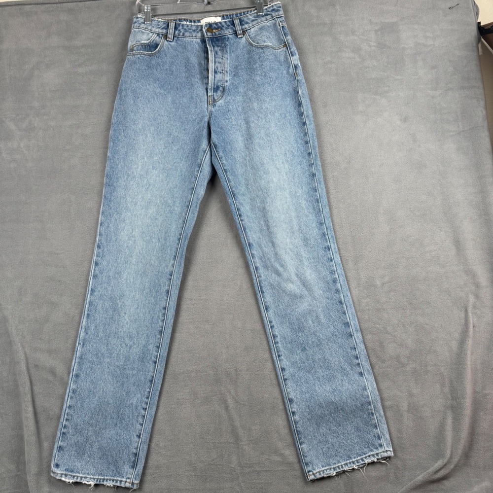 Rollas Classic Straight High Rise Jeans Light Wash Blue Button Fly Size 27